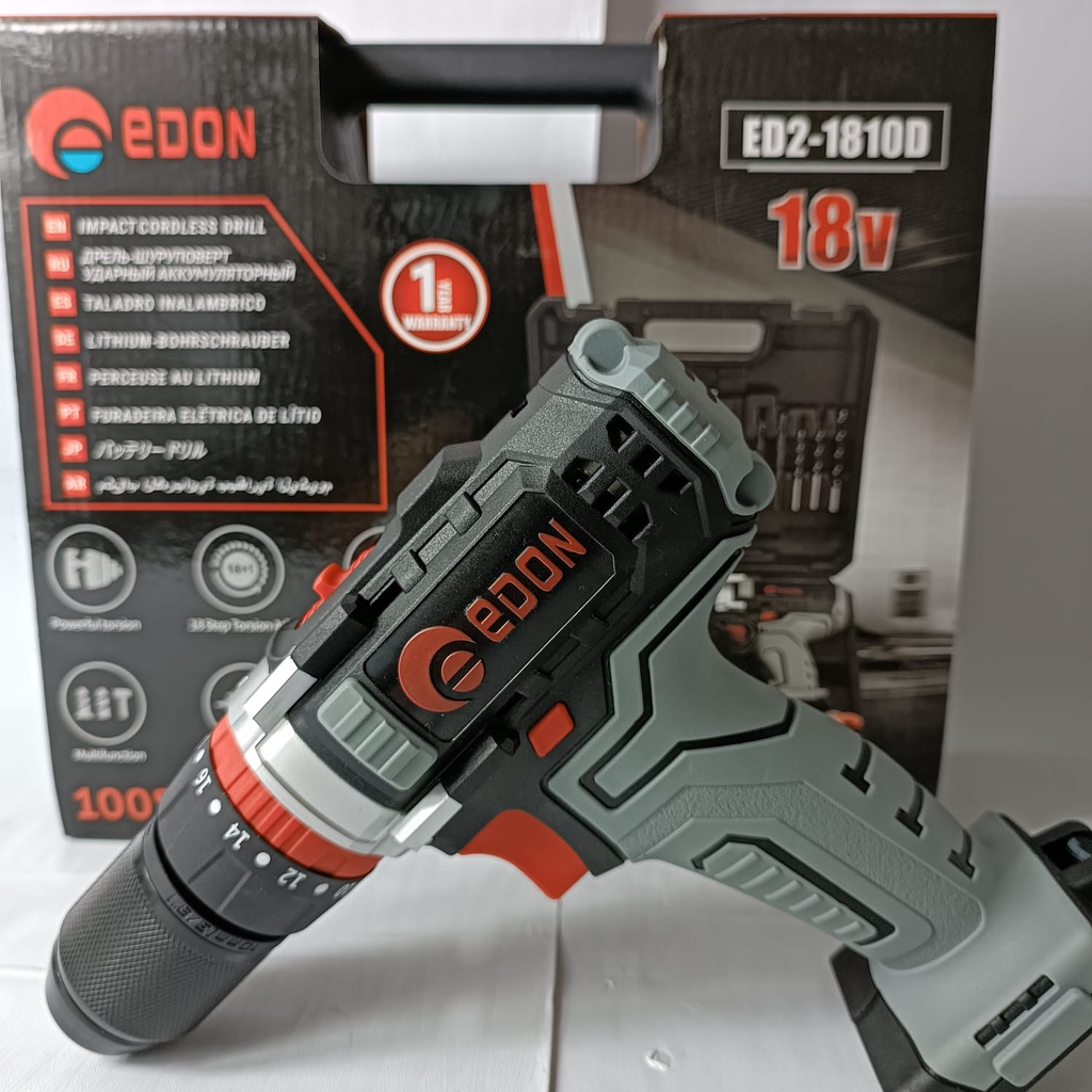 MESIN BOR TANPA KABEL CORDLESS DRILL TERMURAH EDON ED2-1810D 18V