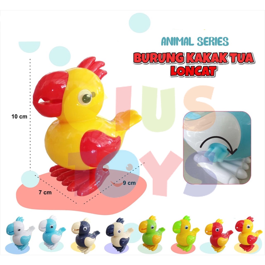 Mainan Edukasi Anak Putar Jalan Bentuk Burung Kakak Tua Loncat