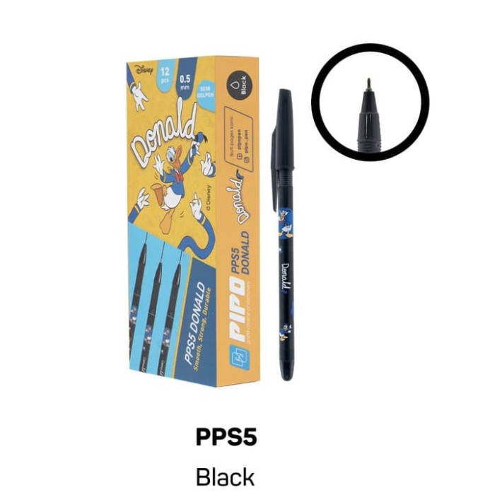

Pipo Pen Gel Pps5 Hot Print Donald Duck Tinta Hitam Pulpen Satuan