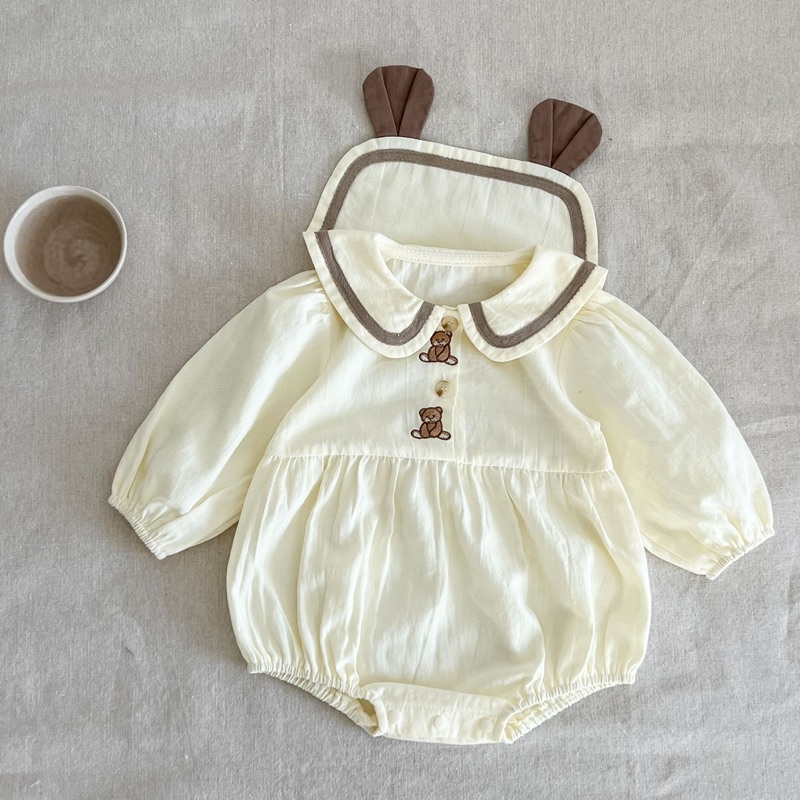 Teddy button romper bayi perempuan