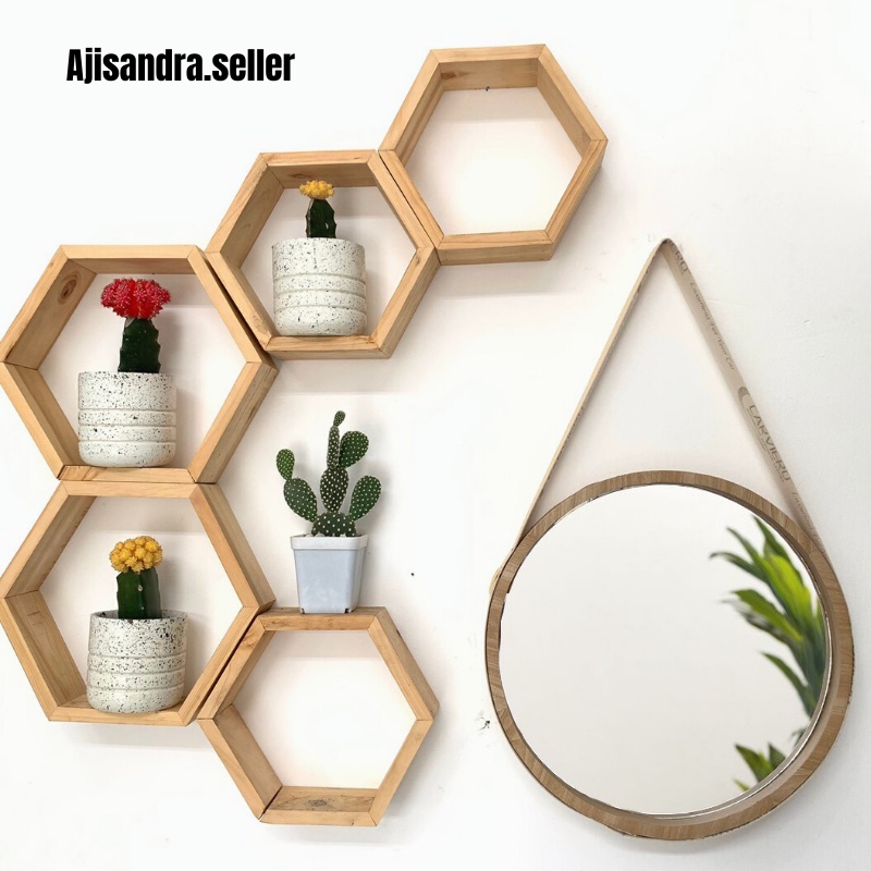 Kaca Bulat Dinding Aestetik Cermin Dinding Bundar Gantung Lingkaran Bulet Dekorasi Penghias Hiasan Kamar Tidur Cewek Rumah Ruang Tamu Toilet Mandi Aesthetic Rias Make Up Dandan Frame Bingkai Tebal Diameter 35CM Vintage Motif Kayu Premium Murah