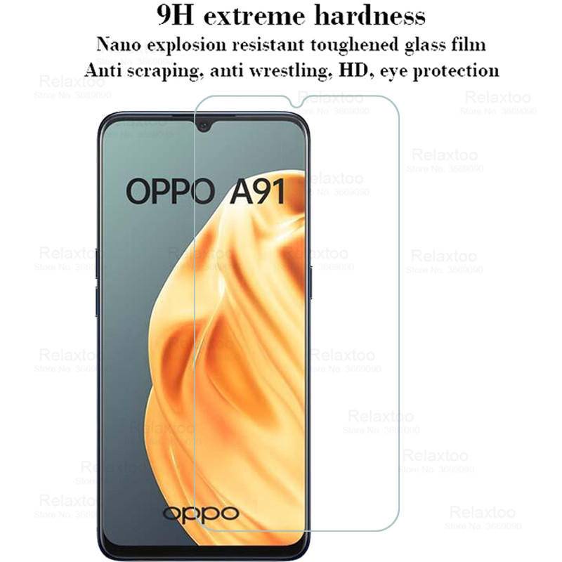 3pcs Pelindung Layar Tempered Glass Untuk OPPO A91