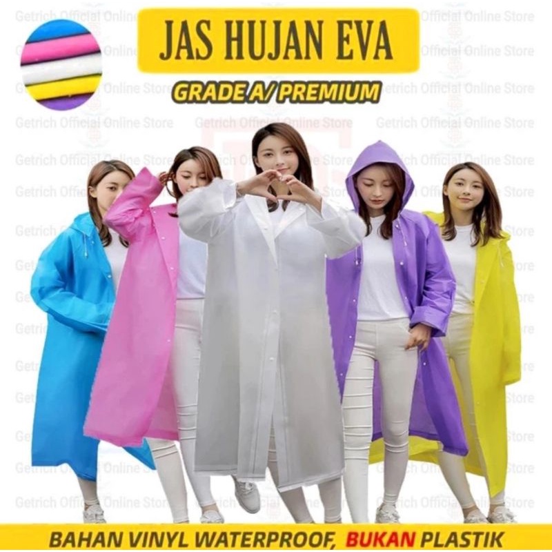 jas ujan mantel ponco hujan korea style polos dewasa dan anak