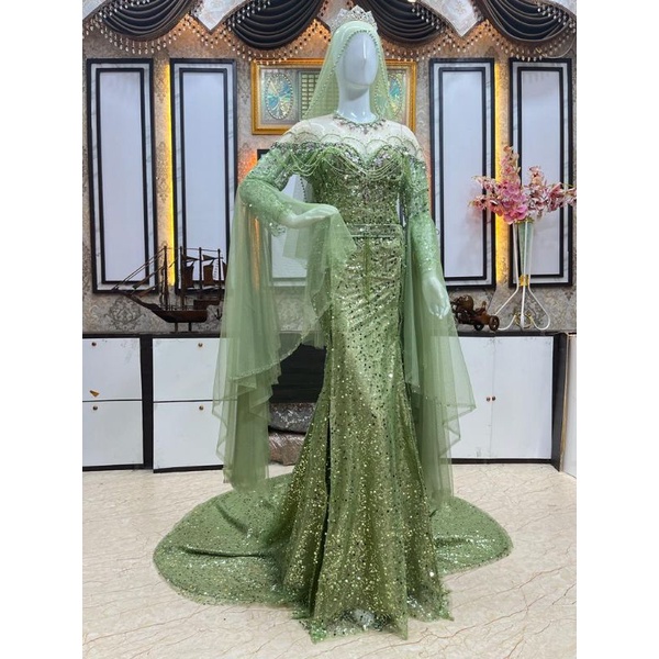 GAUN SPAN MEWAH/GAUN PENGANTIN MODEL SLIM MEWAH | KEBAYA AKAD MODERN