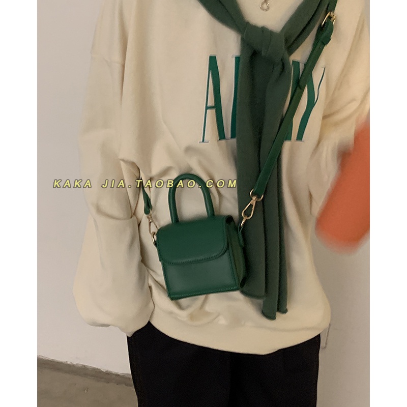 Suhao Mini Green Bag Wanita 2021 Baru Fashion Trendi Retro Portabel Kecil Square Tas Lipstik Tas All-Match Messenger Bag