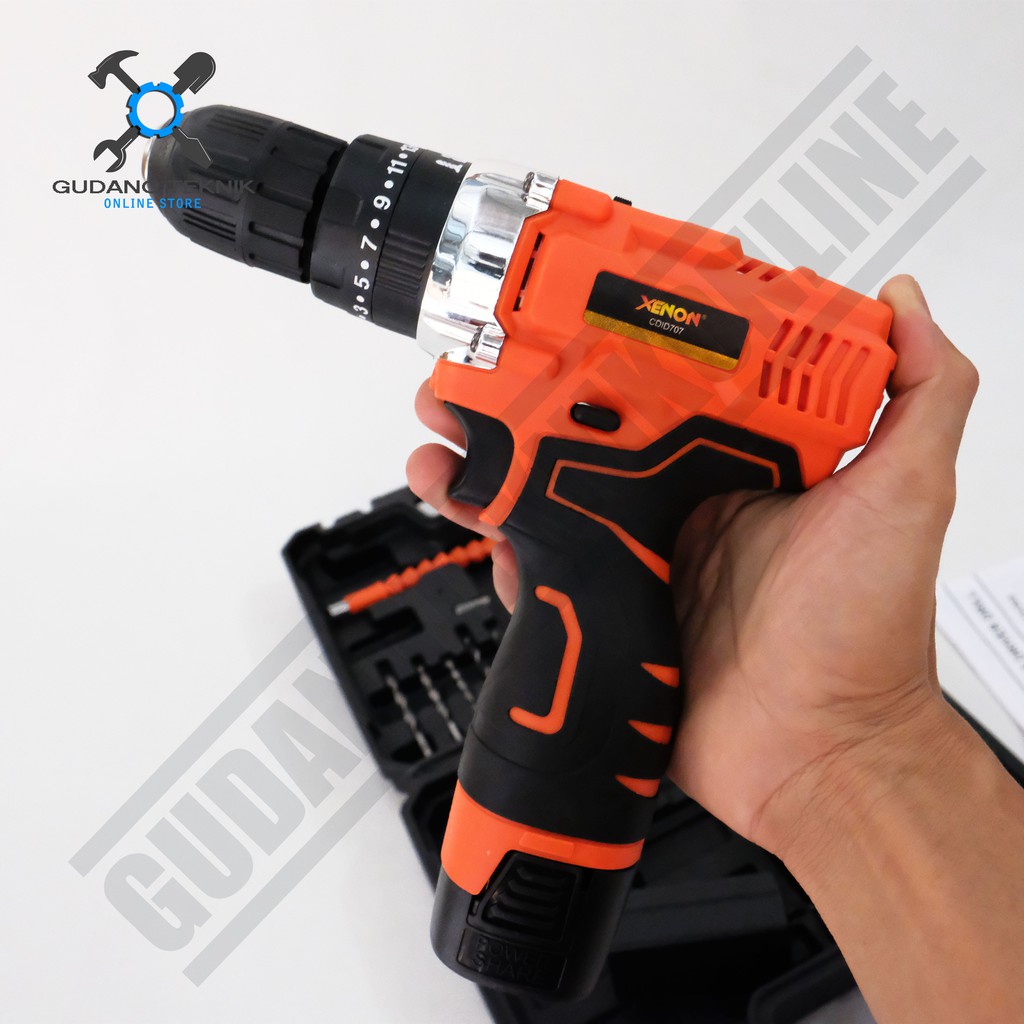 Mesin Bor Tangan Cas BATERAI 14.4V CDID707 XENON / Impact Drill CORDLESS Charger 14.4 Volt CDID 707 XENON