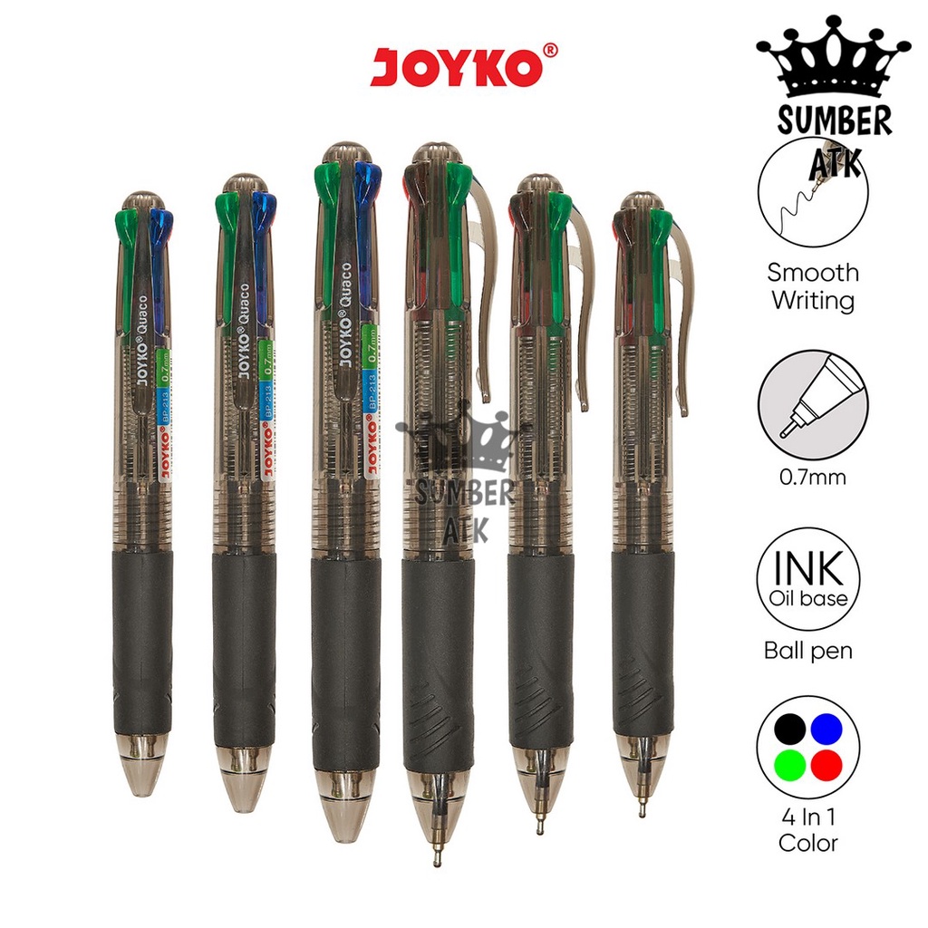 

Ball Pen / Pulpen / Pena Joyko BP-213 / Quaco / 0.7 mm / 4 Warna / Colors