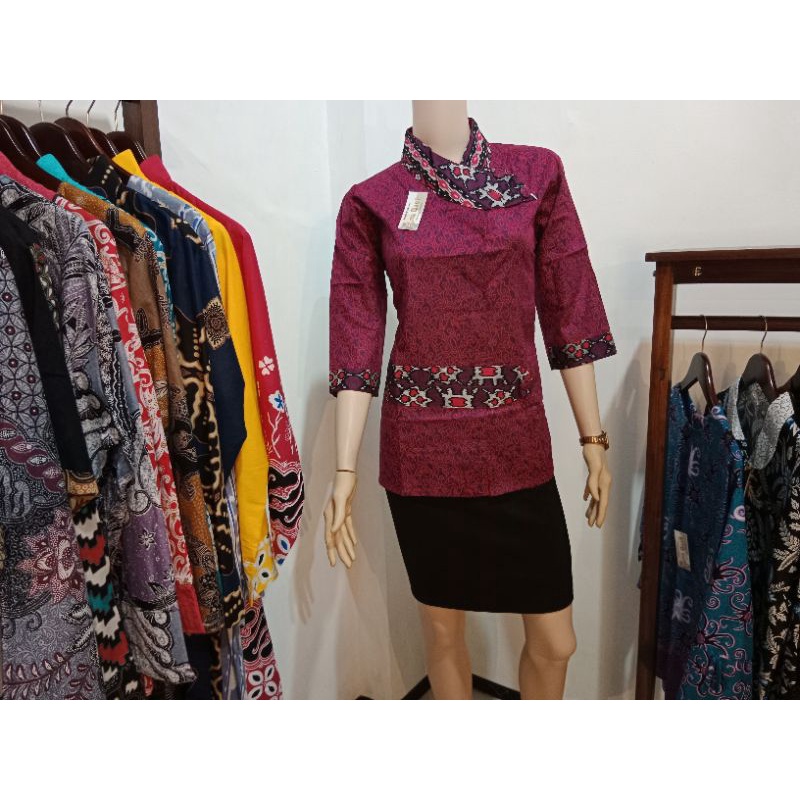 blouse batik pramugari original Arta batik super seragam kerja kantor pakaian wanita batik megamendu