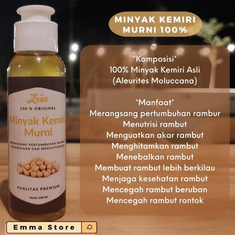 100 Ml Minyak Kemiri Murni 100% Original Organik | Penumbuh Rambut, Perawatan Rambut, Penghitam Rambut