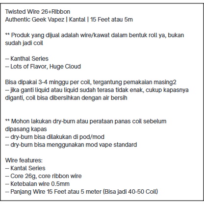 Original Geekvapez TWISTEDx KANTAL A1 Wire Roll | 26 | kawat k0il roll
