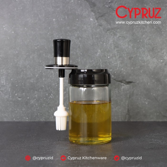 Cypruz HT-0901 Tempat Bumbu Kaca Sendok Kuas 250ml