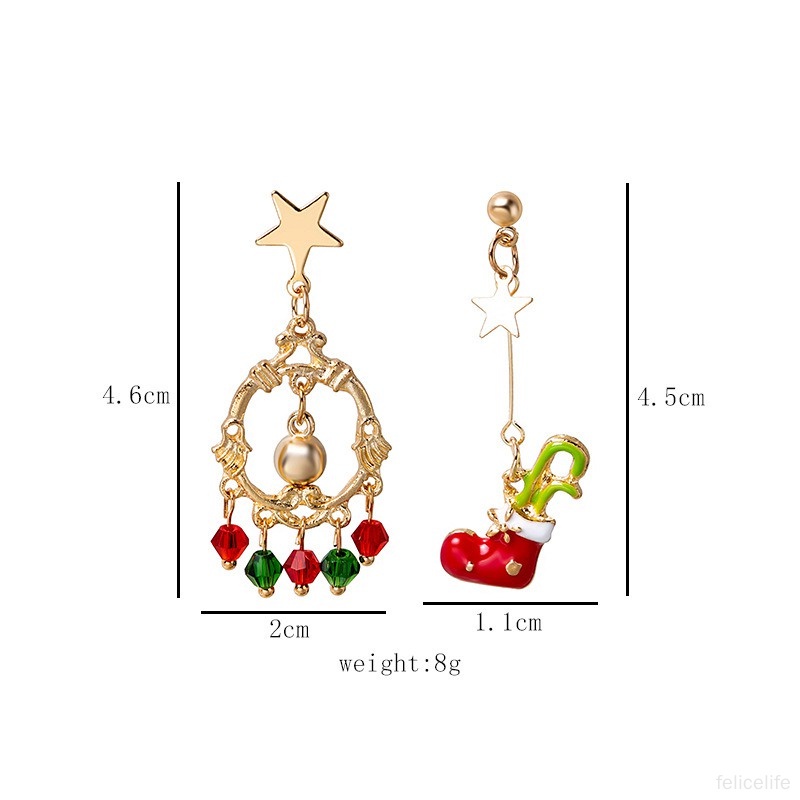 Anting Tusuk Gantung Bahan Metal Desain Tema Natal Untuk Wanita