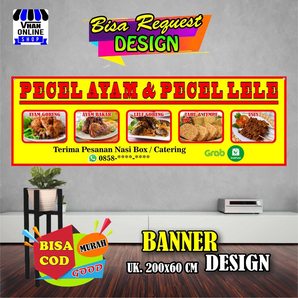 Spanduk Banner Jualan Pecel Ayam dan Pecel Lele Murah Berkualitas