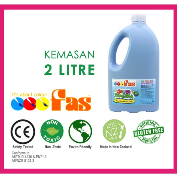

FAS SUPER TEMPERA WASHABLE POSTER PAINT 2 LITER BIRU - COBALT BLUE