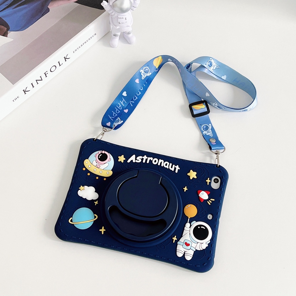 Casing Soft Case Silikon 360 Derajat Untuk Xiaomi Redmi Pad (2022) 10.61 &quot;VHU4254IN 5G° Ring Stand Case Hp Bentuk Astronot Kartun Lucu