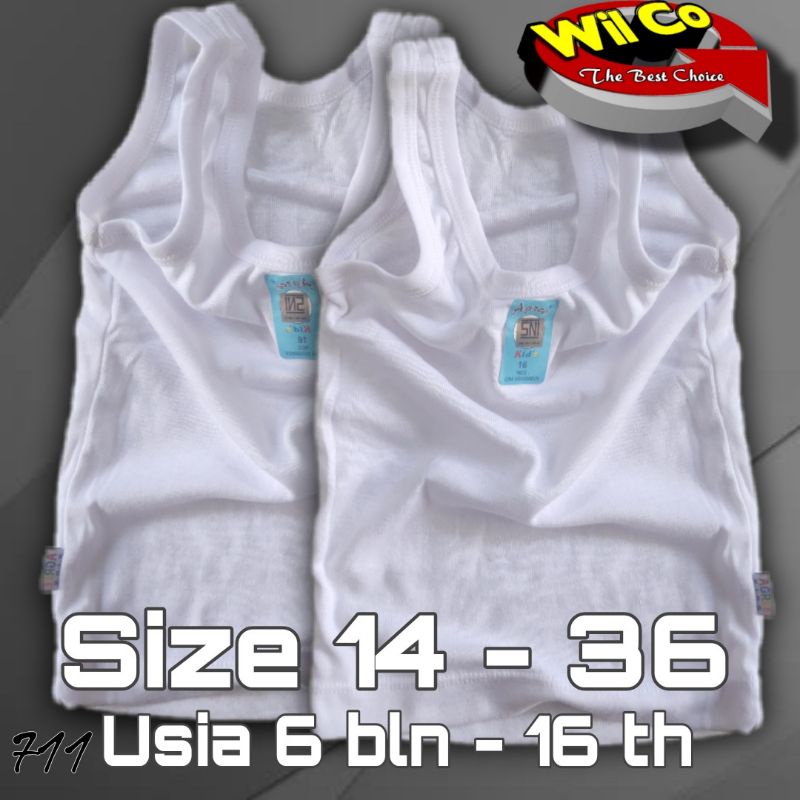 K711 - (hrg satuan) KAOS SINGLET ANAK AGREE  WARNA PUTIH POLOS UNTUK USIA 6 BLN - 15 TH