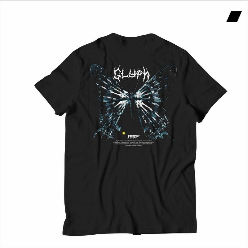 Localpride/Tshirt glyph butterfly aesthetic solid black 30s