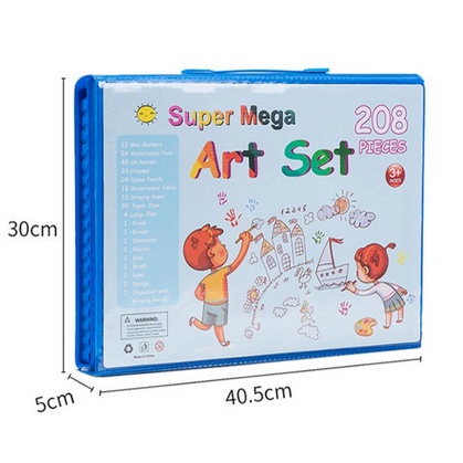 hot deals crayon set 208 pcs pensil warna menggambar mewarnai melukis anak-anak krayon cat cair