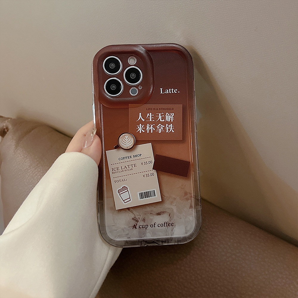 Case Pelindung Penuh Desain Label Kopi Latte Untuk Iphone 11 12 13 14 PLUS PRO MAX