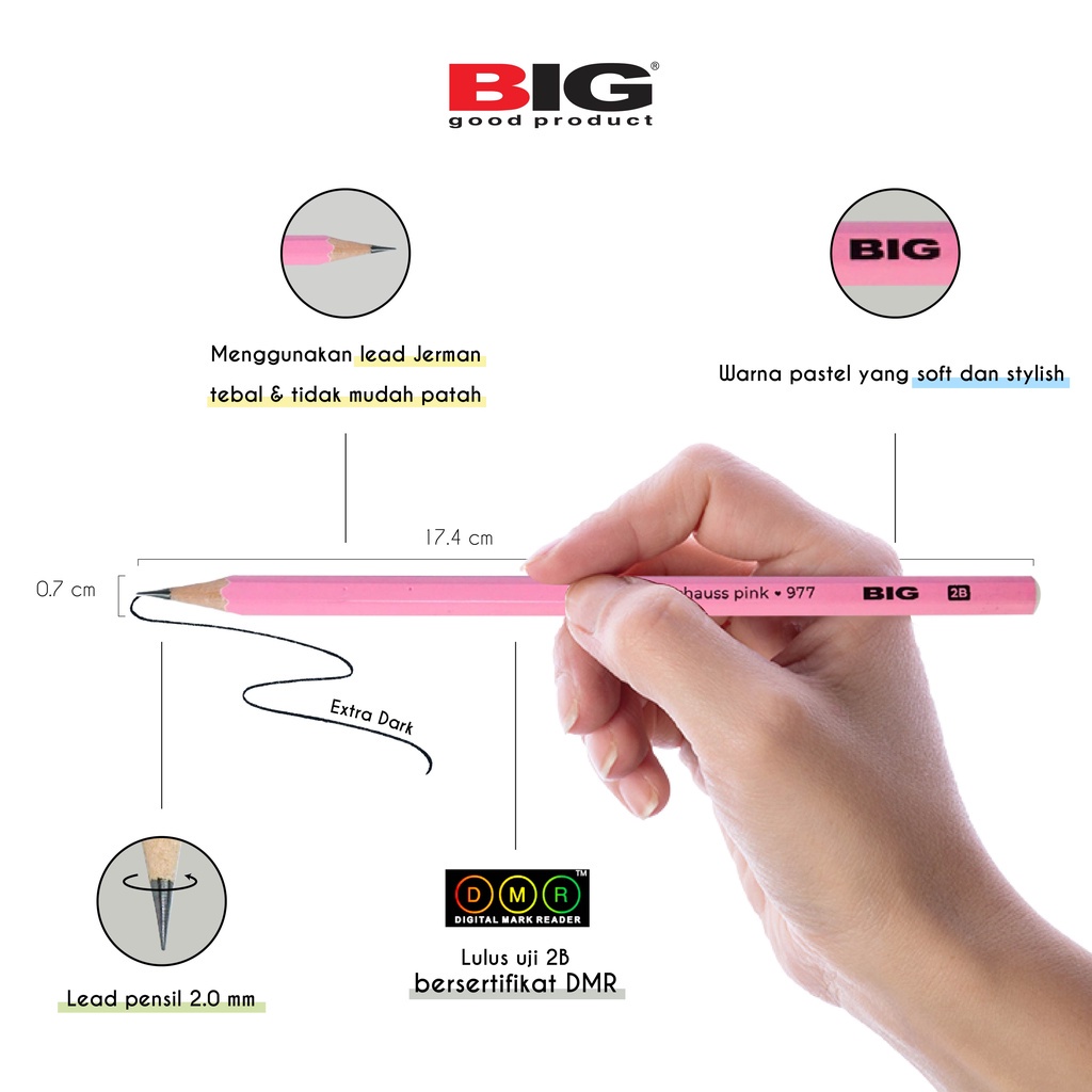 

PENSIL 2B BIG PASTEL PARADISE PS-977 | GRAPHITE PENCIL EXTRA DARK | ECER