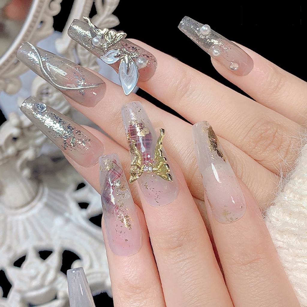 10 Pcs Aksesoris Sayap Malaikat Aksen Berlian Imitasi Anti Oksidan Jatuh Untuk Dekorasi Nail Art Butterfly