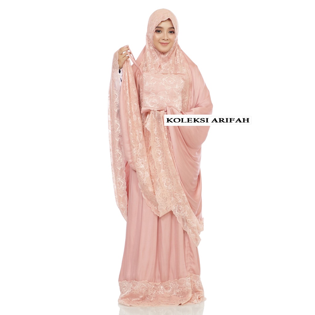 Mukena Dewasa Barbie Katun Silk Double Brukat Motif Renda Mewah