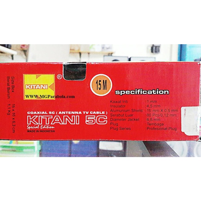 Kabel Coaxial Kitani 5C/Rg6 15M