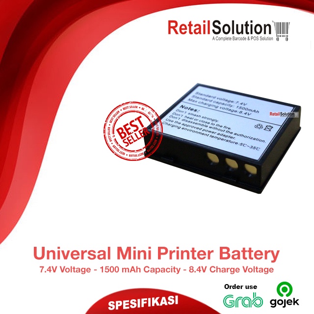 Battery Baterai Mini Mobile Printer Bluetooth -  MP-58 / MP58 / MP58A