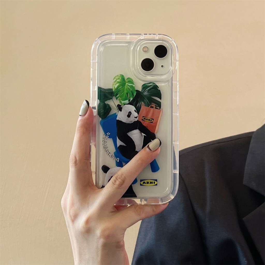 Soft Case Silikon TPU Transparan Motif Panda Untuk IPhone 14 13 12 11 Pro XS Max XR X 8 7 6 6S Plus