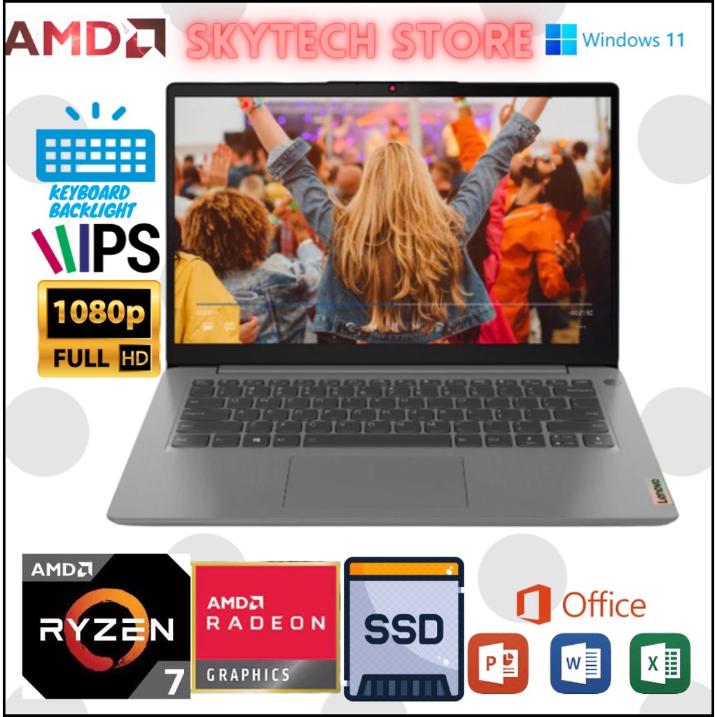 LENOVO IDEAPAD SLIM 3 AMD RYZEN 7 5825U RAM16GB SSD512GB 14FHD IPS WINDOWS 11 &amp; OHS 2021 ORIGINAL