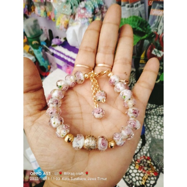 gelang kristal morano lapis emas