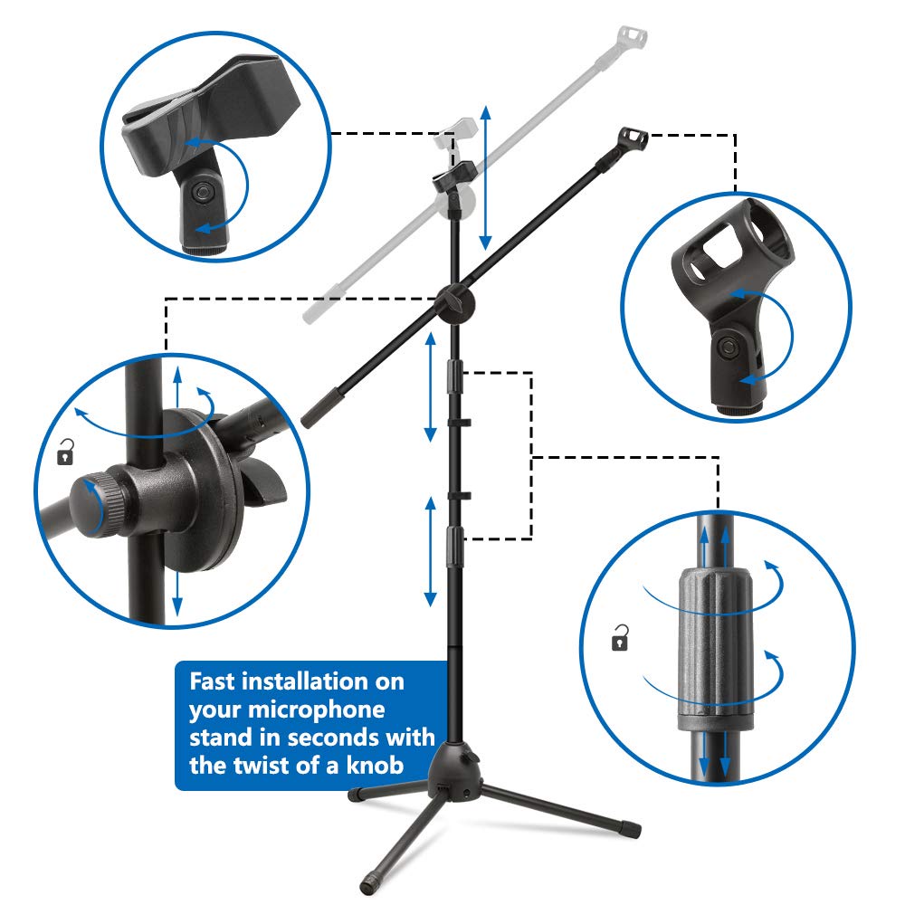 Stand Micrphone Standing Holder Hp Universal Tripod Mikrofon Pro 2 Klip Taffstudio