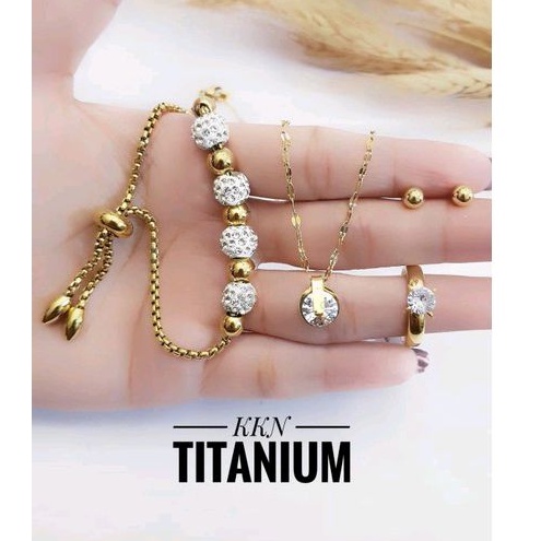 sert perhiasan titanium gold gelang serut FL01