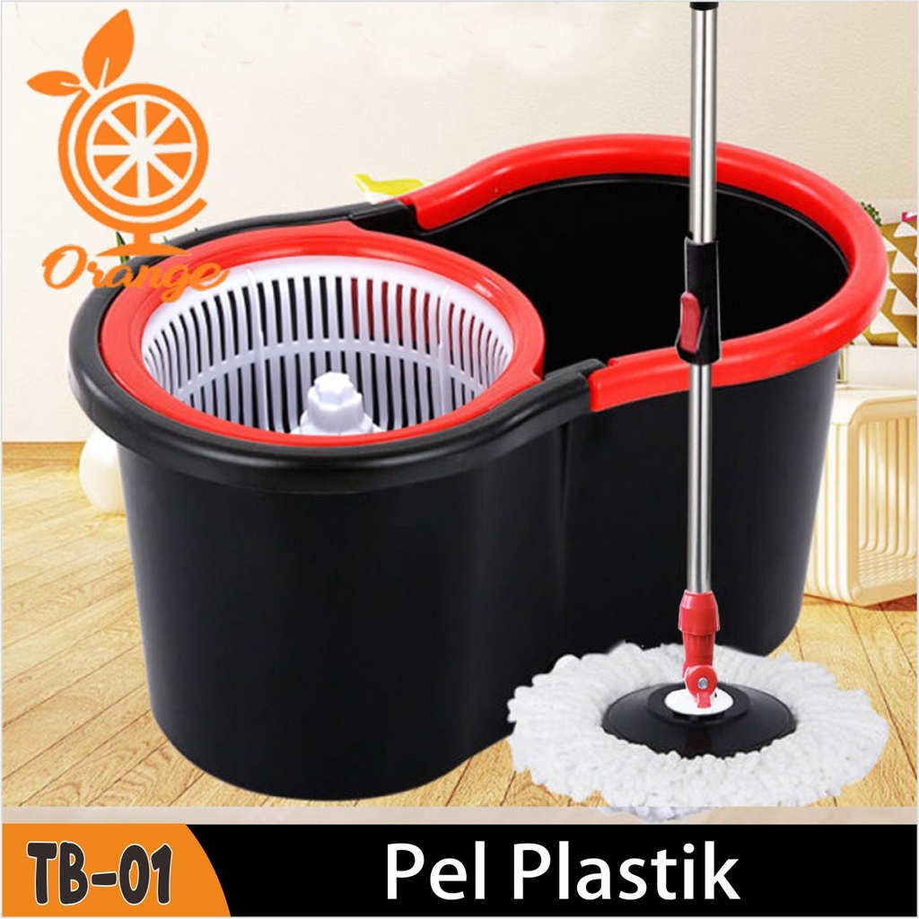 Alat Pel Putar Otomatis Lantai Super Bersih dan Ember Multifungsi Spin mop putar-TB01-HITAM