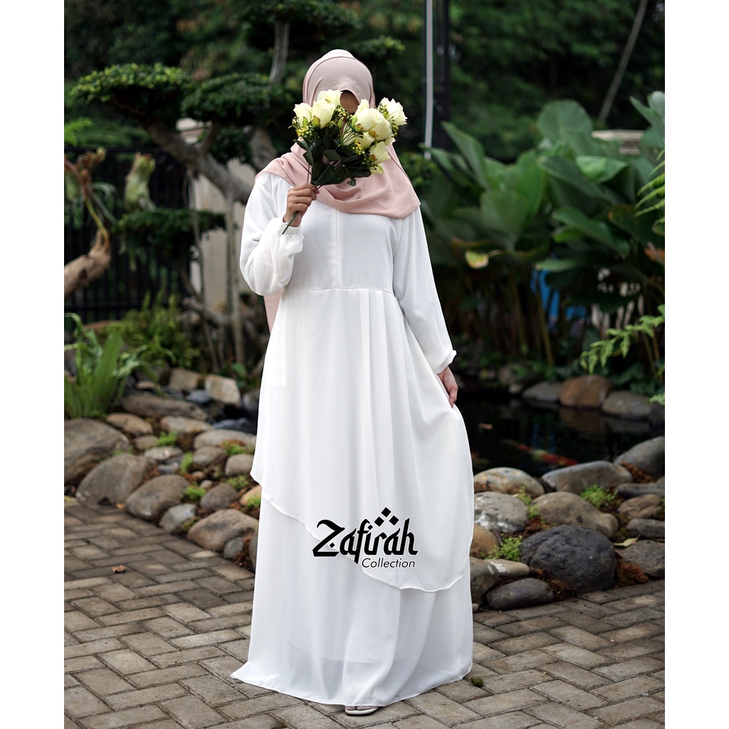 Gamis Polos Terbaru Bahan Ceruty Babydoll - Khanza Dress Ori Zafirah