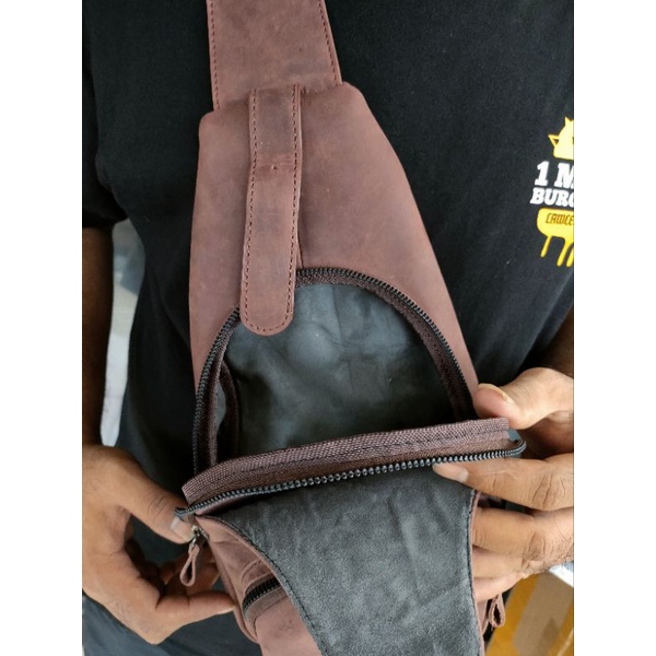 Tas Kulit Slingbag Rider Vintage kulit sapi asli crazy horse