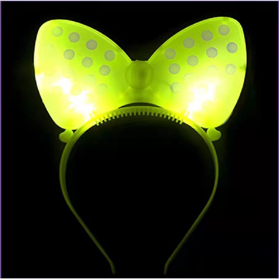 Bando Boneka Pita MINNIE MOUSE Lampu LED Nyala Bandana Party