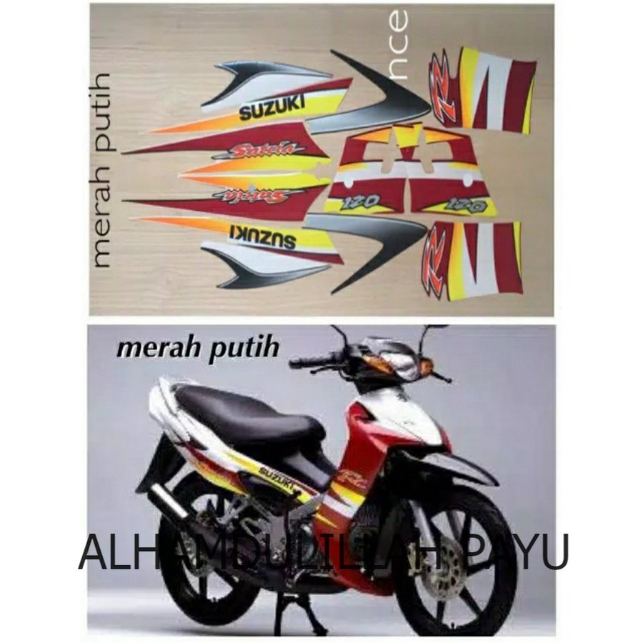 STIKER STRIPING LIS STANDAR ORI SATRIA HIU MALAYSIA 120 MERAH PUTIH POLET