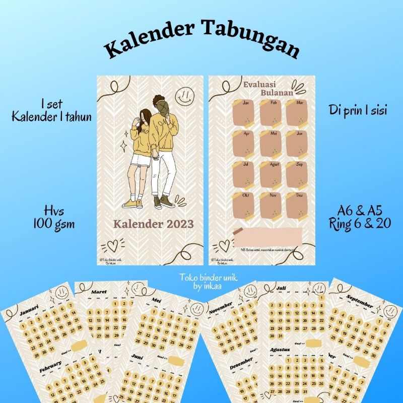 

tabungan 1 tahun / isi 8 lembar / tabungan kalender