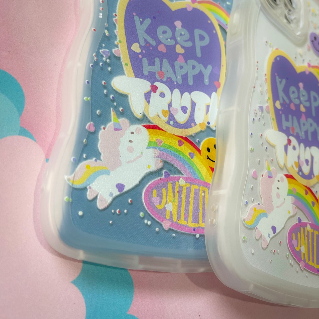 Wavy Unicorn - Curly Softcase for OPPO A3S A5S C1 A16 A15 A5 A9 2020 A17 A53 A54 A33 A55 A16 A7 A12 A11K A1K A92 A52 A96 A76 9i A57 A77S