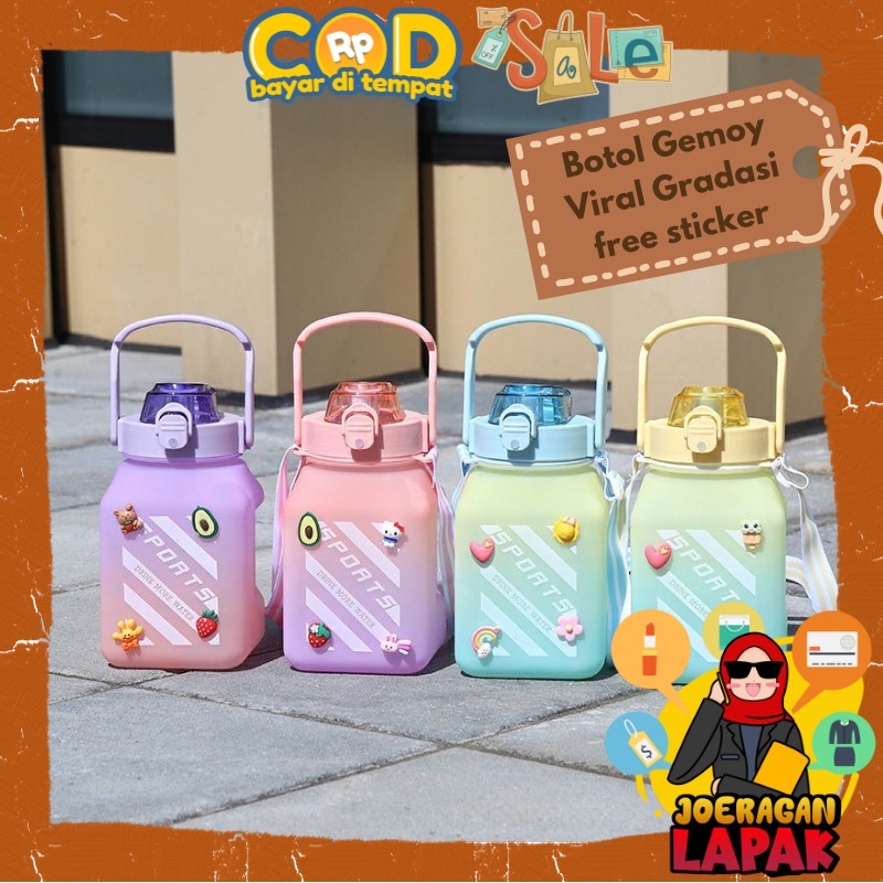[JOERAGAN LAPAK] BOTOL MINUM KOTAK GRADASI VIRAL BONUS HIASAN STIKER 2D 3D TUMBLR BOTTLE