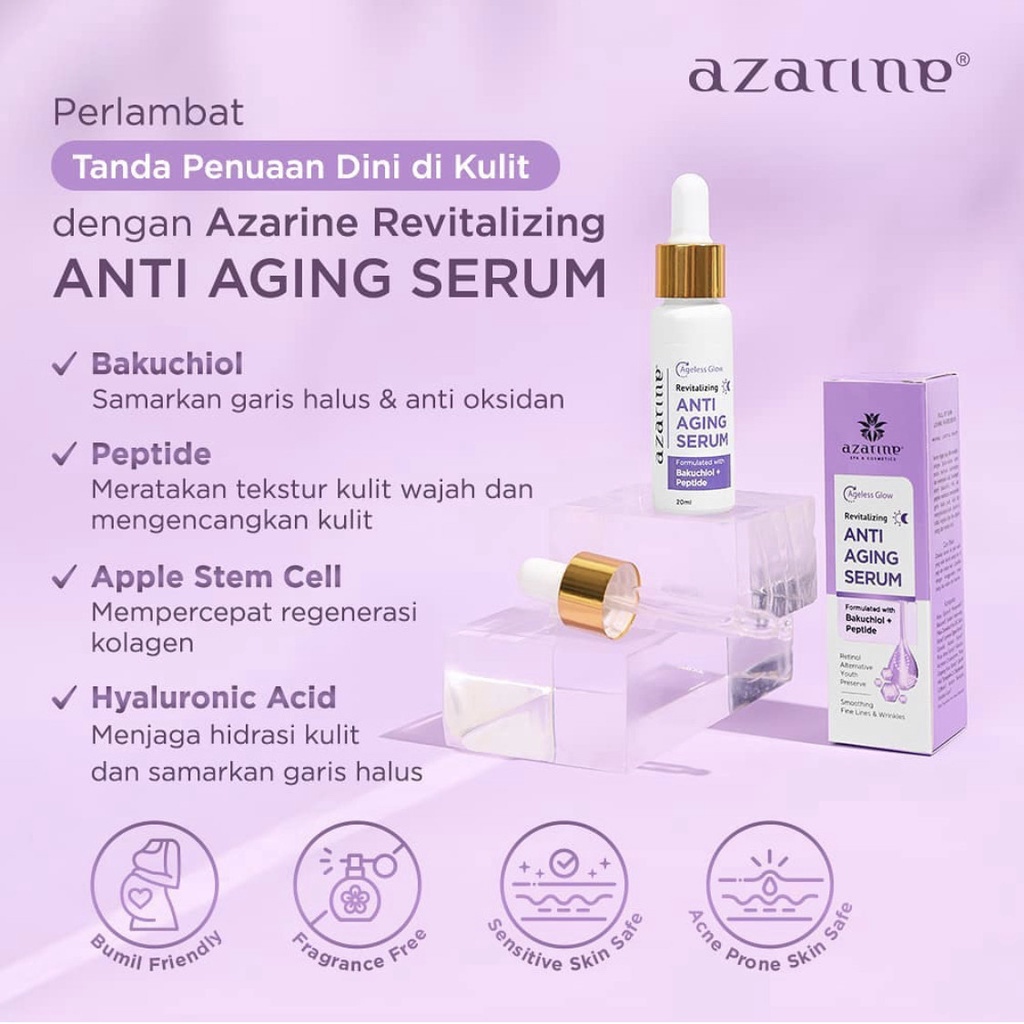 AZARINE Revitalizing Anti Aging Serum || Bakuchiol Peptide Serum Ageless Glow 20ml