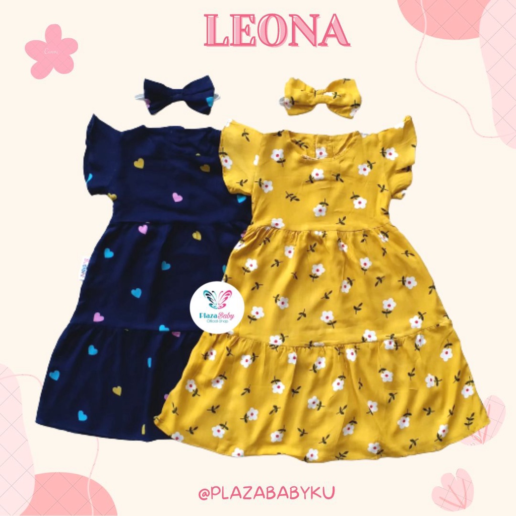Plazababyku BBB DRESS LEONA dress anak perempuan bayi motif bunga lucu free headband