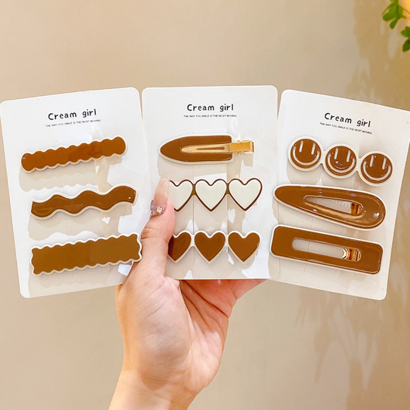 2 Pcs / Set 2022 Jepit Rambut Poni Warna Kopi Untuk Hiasan Kepala Wanita