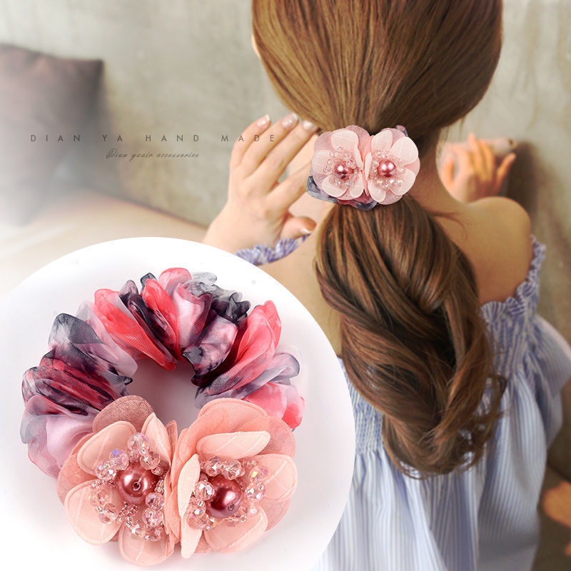 Caliloops Scrunchies Ikat Rambut Dewasa Bunga Besar Korea Naina