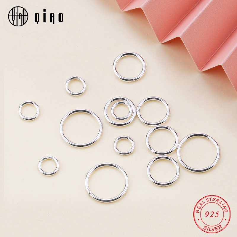 20pcs / Pak Cincin Jump Ring Bahan Sterling Silver 925 Ukuran 4-8mm Untuk Membuat Gantungan Kunci / Gelang