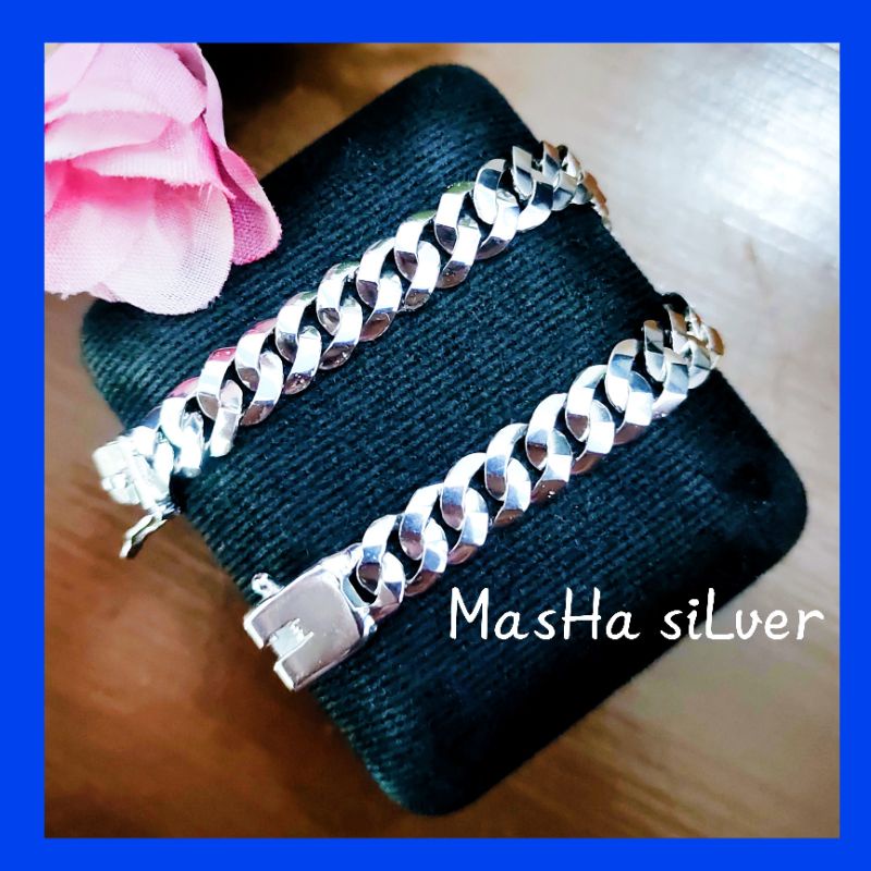 GELANG PERAK PRIA WANITA ASLI SILVER 925 MODEL SISIK NAGA PADAT POLOS LAPIS MAS PUTIH