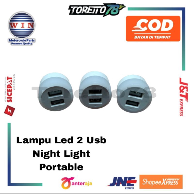 Lampu Portable LED 2 USB Night Light Warna 2 USB