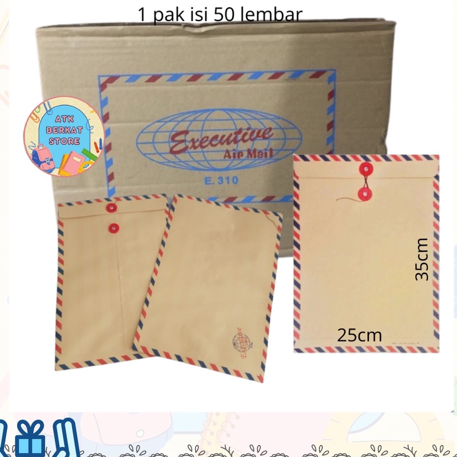 

[50 pcs] Amplop coklat Folio F4 310 airmail tali