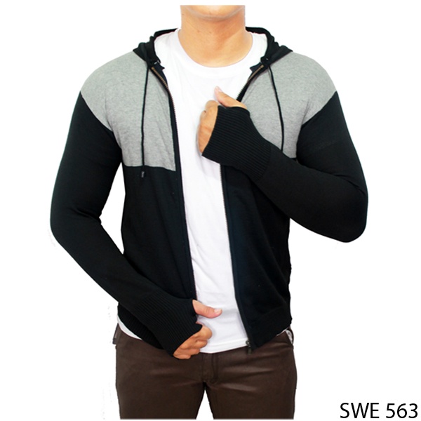 Sweater Polos 2 Warna Rajut Hitam – SWE 1000